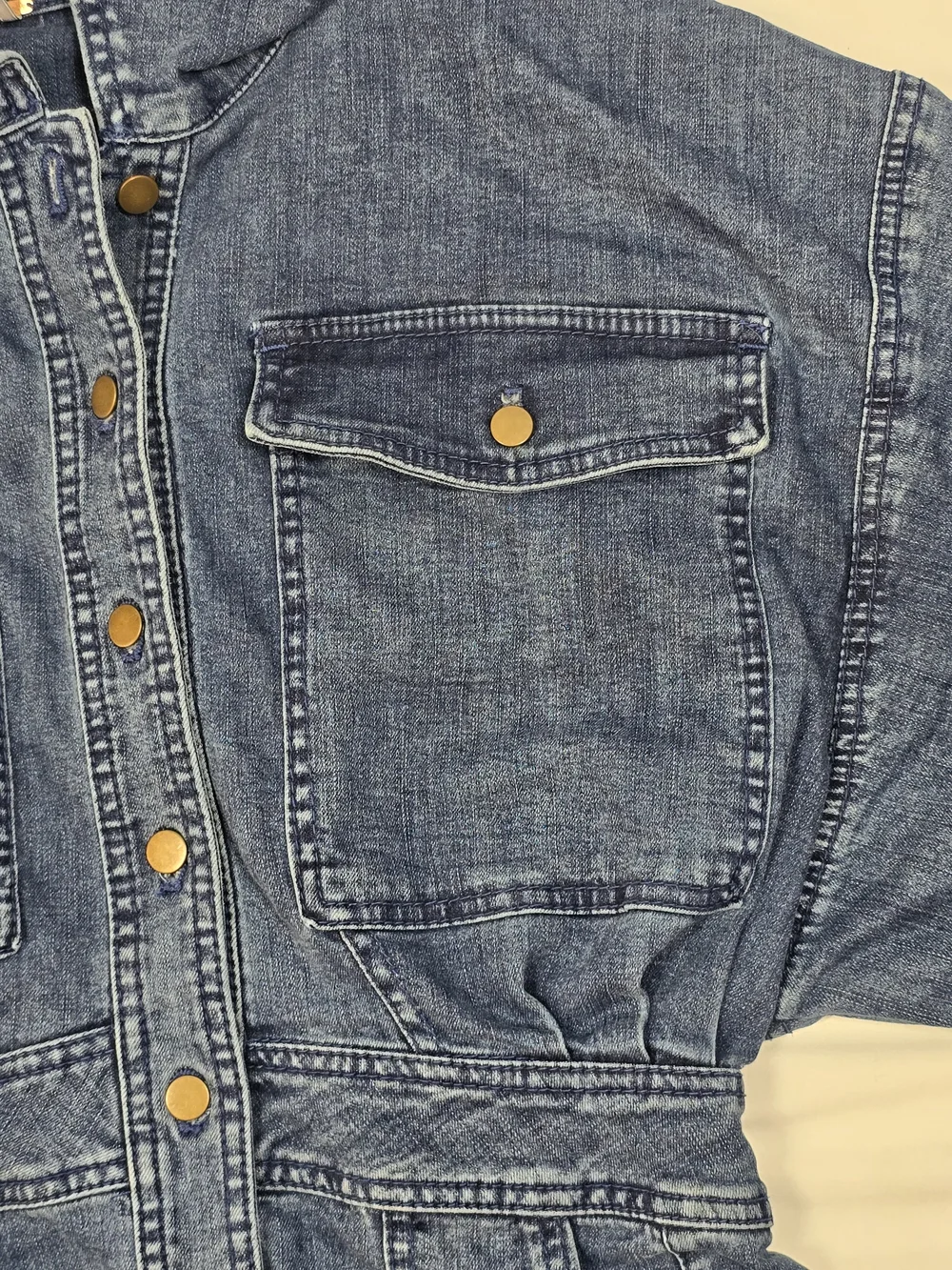Free People We The Free Hannah Denim Button-Front Mini Dress - L - Picture 11 of 13